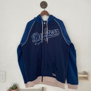 Los Angeles Dodgers MLB Baseball Full-Zip Fleece Gray Blue Hoodie Men's XL